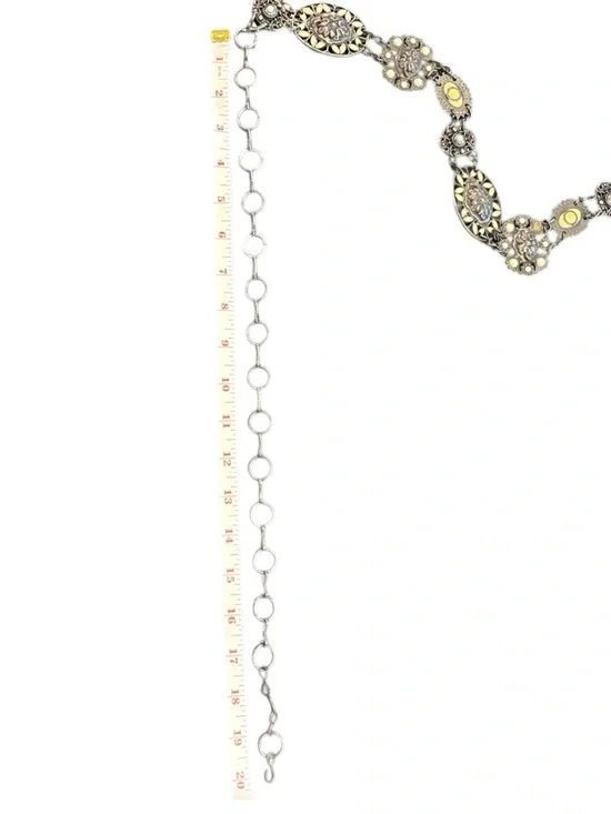 Chico's Gold Silver Tone Metal Waist Belt Western Boho Adj 22-42” Concho Rodeo - Picture 11 of 13